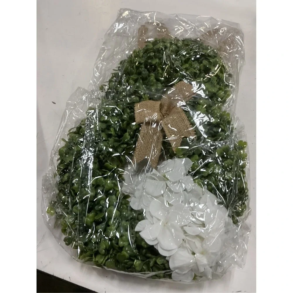 Cottontail Easter Bunny Faux Boxwood Wreath Green Easter Spring Door Decor New